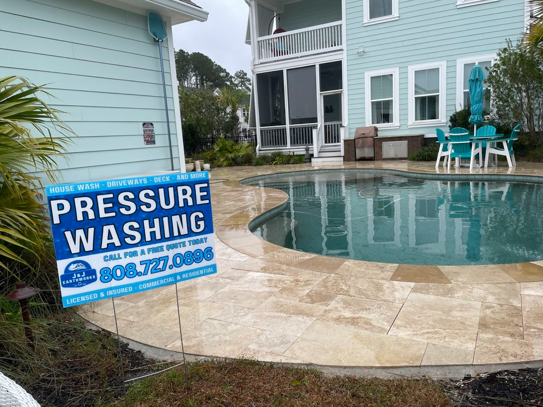 Expert Pool Deck Cleaning in Carolina Park, Mount Pleasant – Safe Soft Washing for Travertine Pool Decks